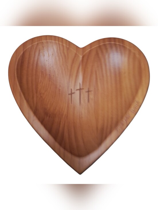 Other - Wooden Heart Shaped Prayer Bowl With Prayer Cards